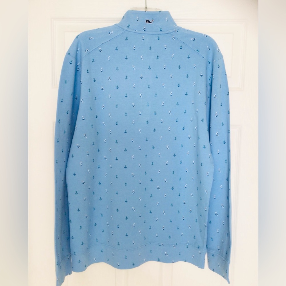 Vineyard Vines Men’s Half Zip Pullover-Printed Anchors-Whale Logo-NWT-Ocean Blue - Picture 6 of 7